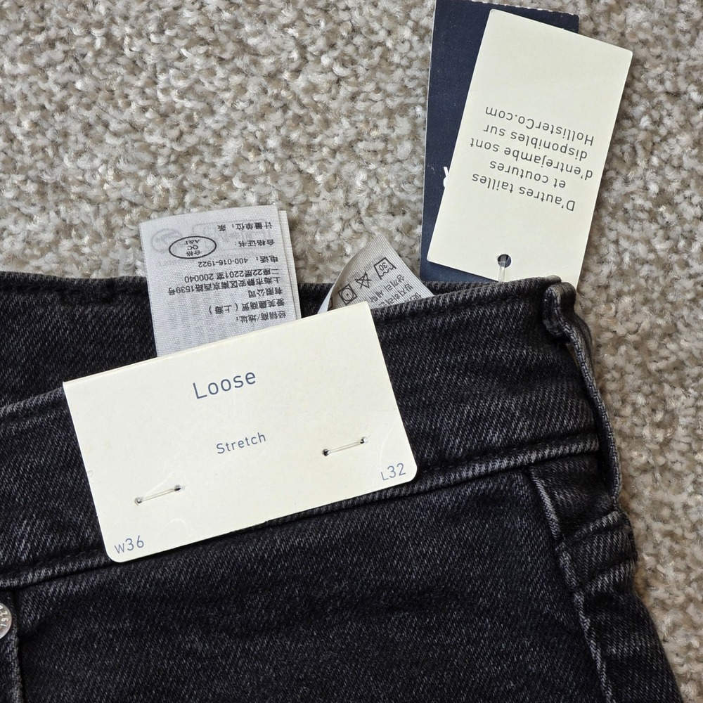 Hollister Mens Loose Fit Stretch Jeans Faded Black Denim 36x32 NWT
457 - Picture 2 of 5
